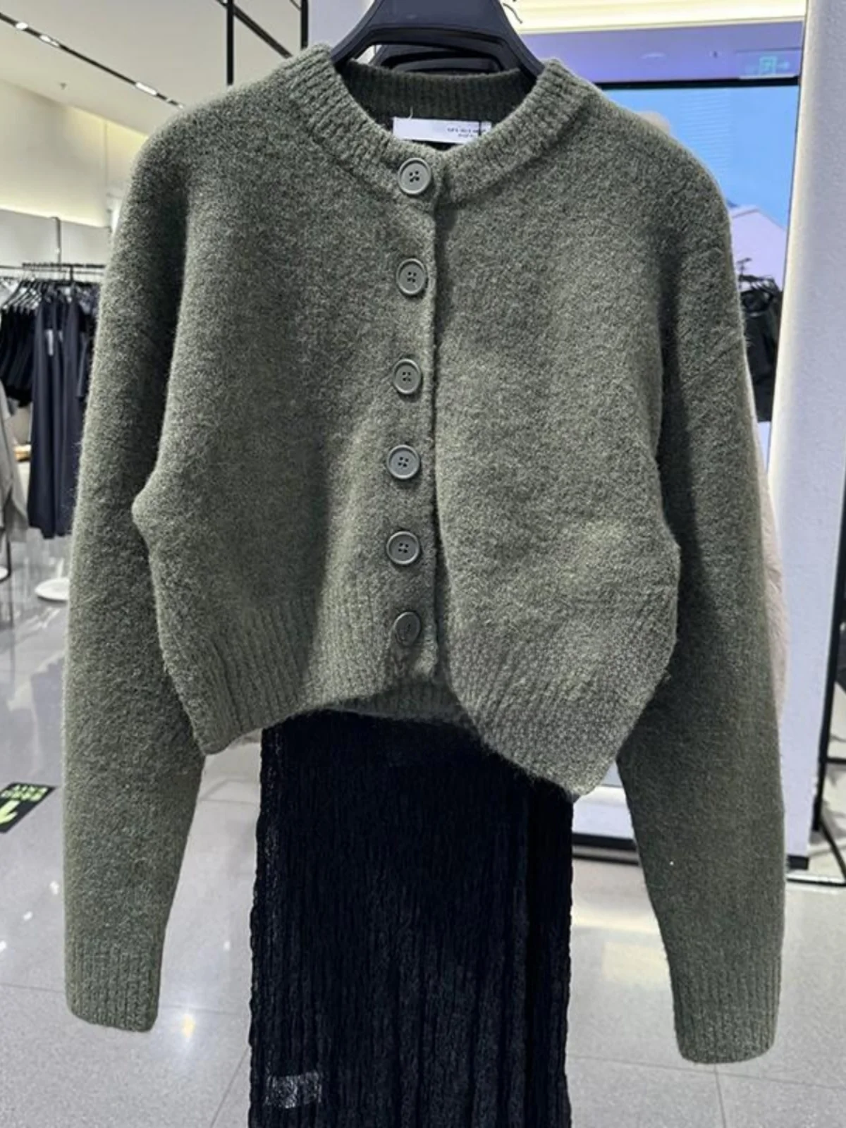 

URCACHE Autumn Winter New Faion Women's Knitted Long Sve round Ne Soft Versatile Outerwear Sweet Sle Loose Fit Cardigan