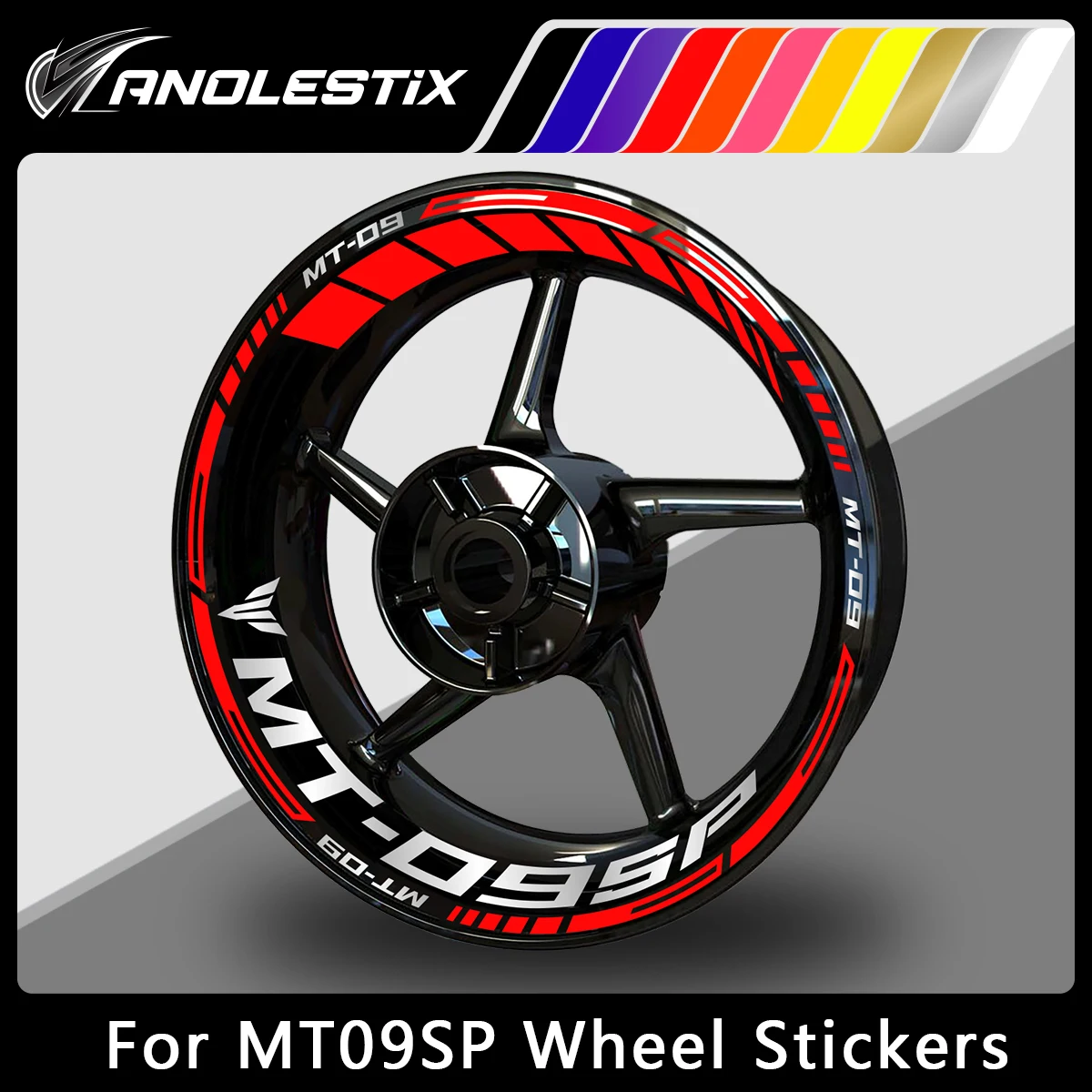 AnoleStix Reflective Motorcycle Wheel Sticker Hub Decal Rim Stripe Tape For YAMAHA MT-09SP MT09SP