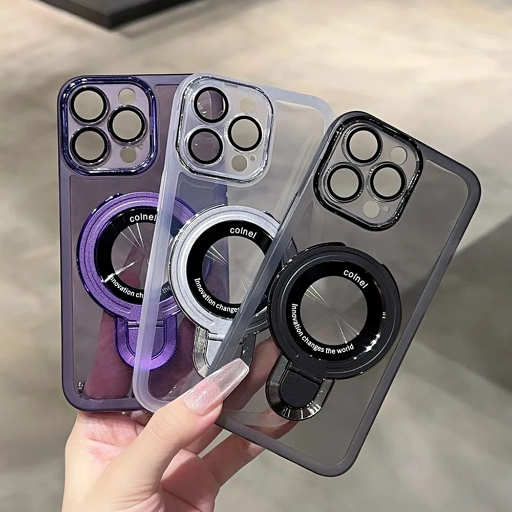 Ring Stand Magnetic Phone Case For Xiaomi Redmi Note 12 Pro 5G 12S 11S 10S 9S 12 11 10 9 8 Pro Clear Protective Silicone Cover