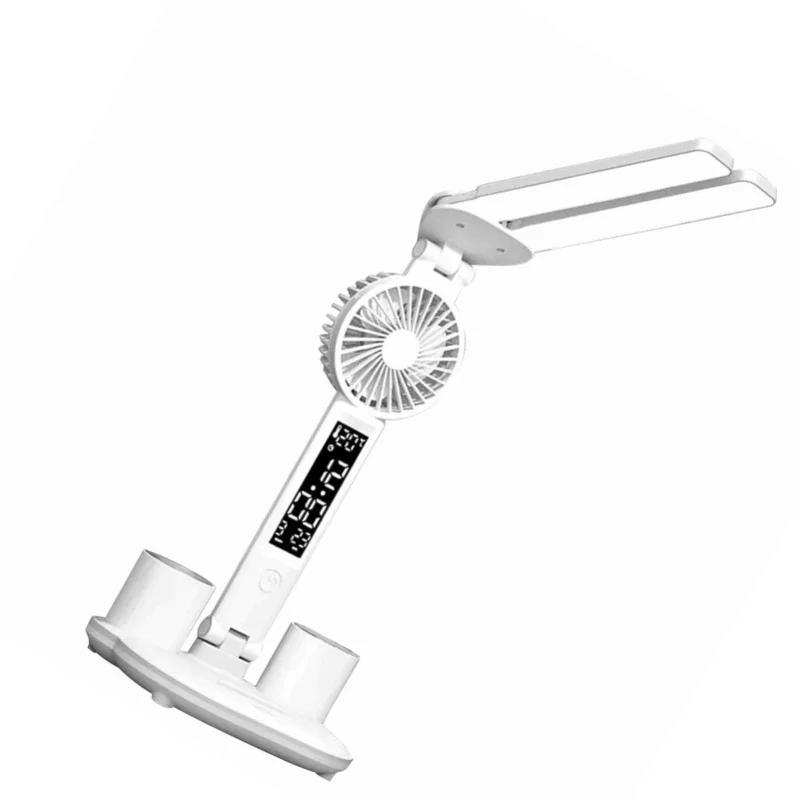 

Учебная лампа с вентилятором Светодиодная настольная лампа с часами и держателями для ручек Настольная лампа с сенсорным управлением Дисплей температуры и времени с