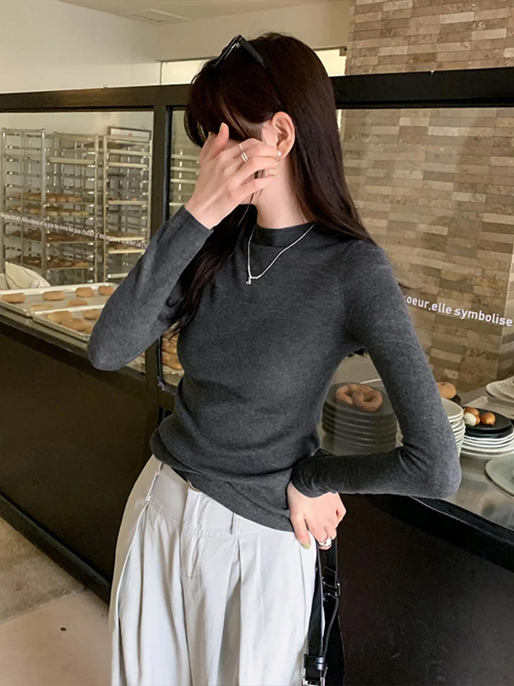 البلوزات لاعبا البلوفرات المرأة الصوف سترة المرأة الصوف يشعر طوق كامل الأعمال اليومية OL BF Y2K سيدة المهنية تخفيف #4