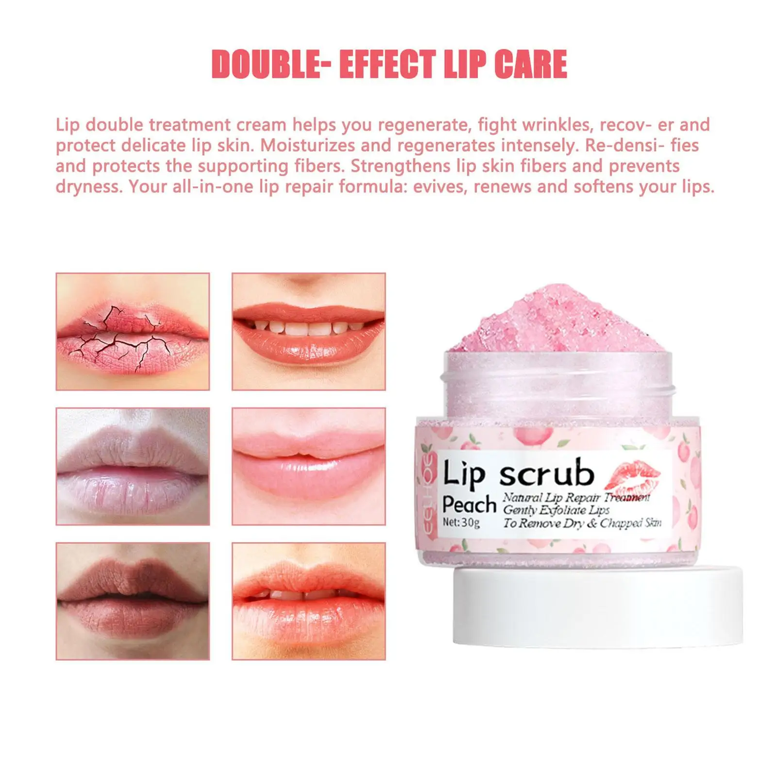 

30g Lip Care Scrub Cream Lip Mask Lip Sleep Mask Night Cream Moisturizing Sleeping Balm Peach Maintenance Lip Gloss Lip Ble M7R3