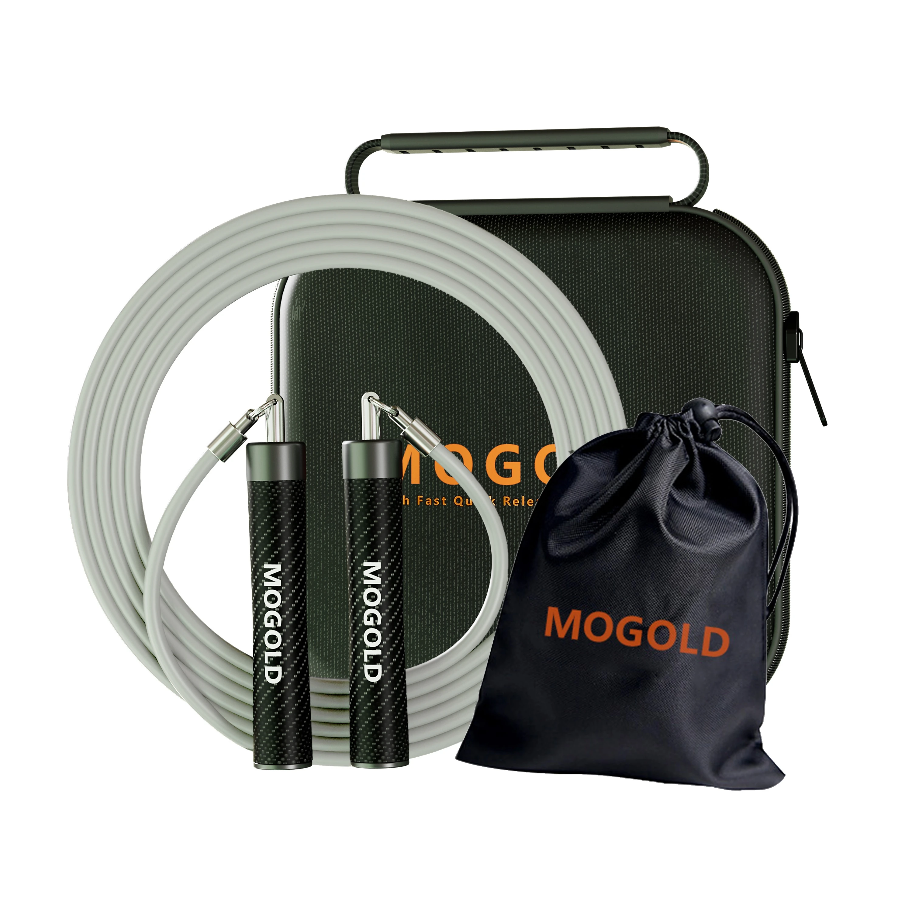 

Профессиональная скакалка MOGOLD — ограниченная серия «черный и серебристый», с высокопрочной стальной проволокой и ручками из углеродного волокна