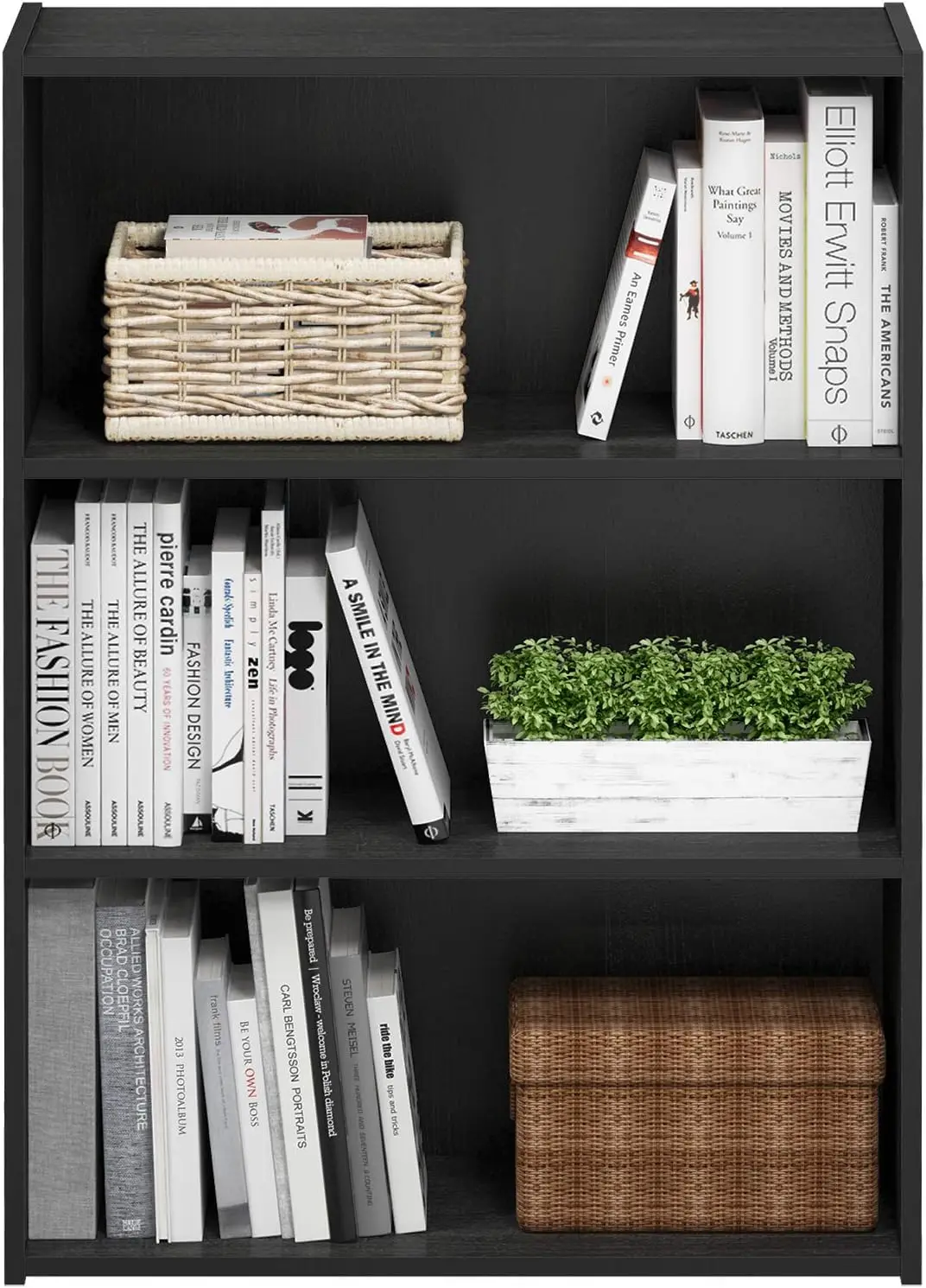 Furinno PASIR Book Shelf, 3-Tier Bookshelf, Storage Shelves Bookcase, 9.7 x 23.7 x 31.5, for Living Room, Bedroom, Home Office, Americano view 5