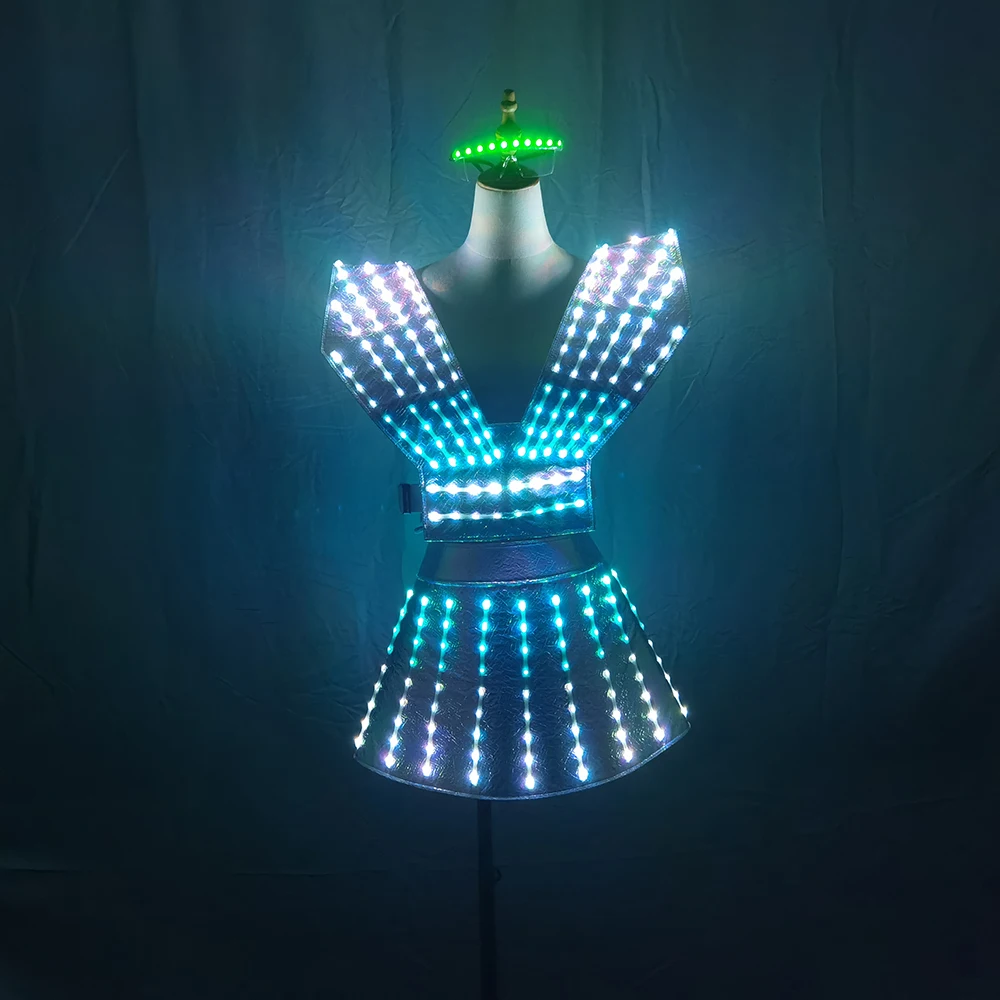 Full Color LED Dress luminous Stage Dance Dress Nightclub Party Celebrate Dress Women Dance Performance Clothes