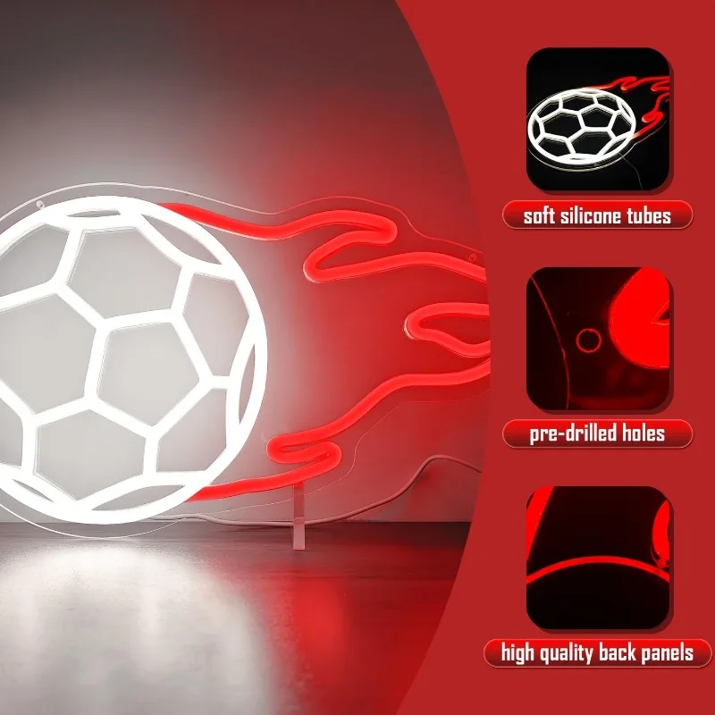 Sepak bola On Fire dekorasi dinding Neon Dimmable tanda LED kamar tidur tanda bersinar pesta ulang tahun rumah toko kampus dekorasi klub hadiah anak-anak