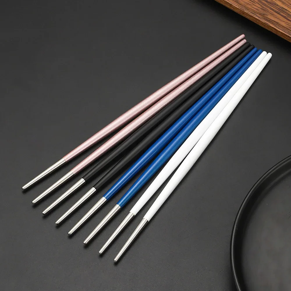 Japanese 1/2/5 Pairs Chopsticks 304 Stainless Steel Non-Slip Chopstick Metal Sushi Sticks Korean Food Chinese Chopsticks Set