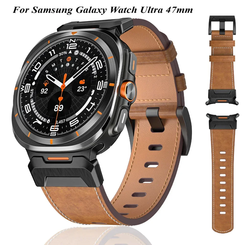 

Кожаный + ремешок из нержавеющей стали для Samsung Galaxy Watch Ultra 47 мм, сменный браслет-браслет для Galaxy Watch 7 Ultra