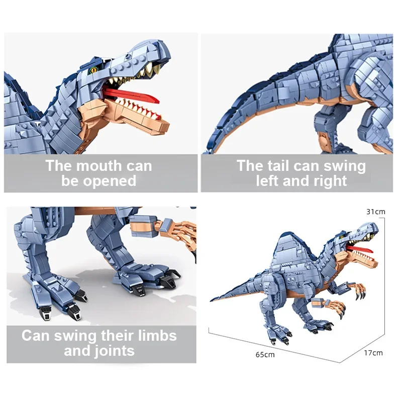 Mosasaurus Bricks Toys Big Size Dinosaur Figures T Rex Jurassic Model Building Blocks Dino Velociraptor Brontosaurus Spinosauru