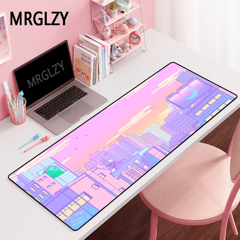 

MRGLZY Drop Shipping Mouse Pad Gamer DeskMat Large XXL Computer Gaming Peripheral Accessories Pink Girl MousePadMat for LOL Csgo