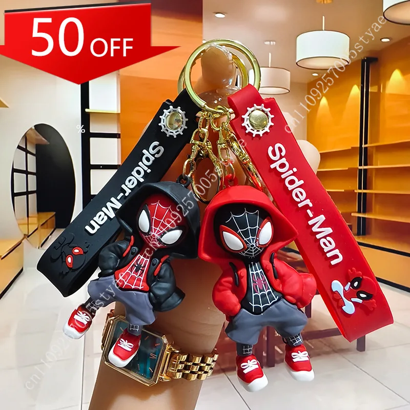 

Marvel Cartoon Hoodie Spider-Man Keychain & Plush — Couples' Bag Charm / Claw Machine Gift