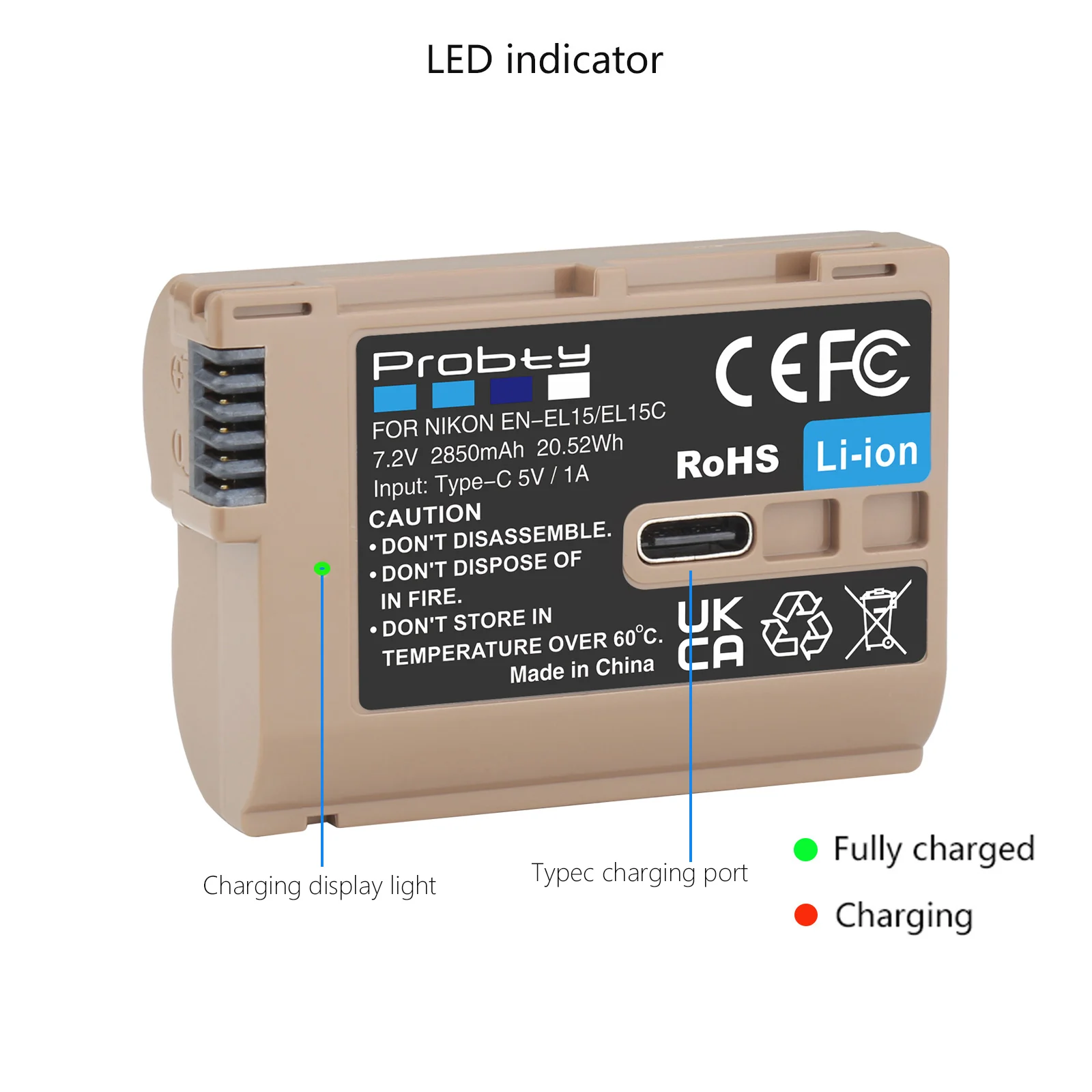 Pojemność 2850mAh EN-EL15C EN EL15C port wejściowy baterii typu C dla Nikon Z5, Z6, Z6 II, Z7, Z7II D780, D850, D7500, D500, D600