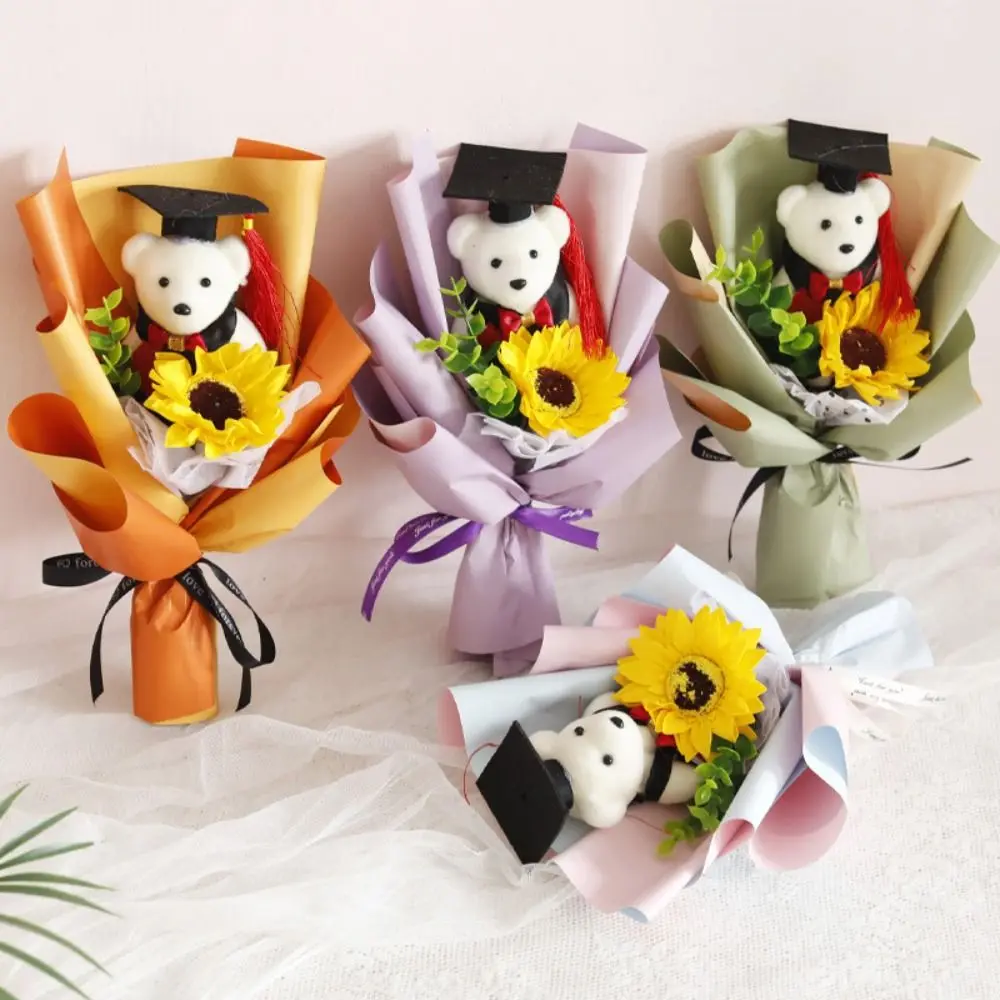 Lovely Bear Graduation Bouquet Graduation Gift Cartoon Decoration Bear Animal Plush Toy Valentine'S Day Birthday Party