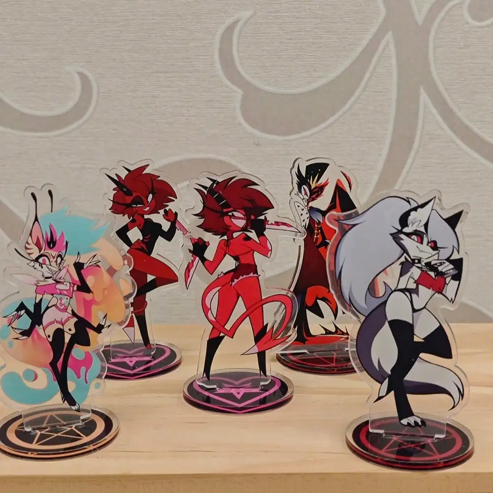 Figura de Acrílico de 10 cm de Hazbin Hotel – Alastor y Angel, Figura Coleccionable para Escritorio, Regalo para Fans, Llavero