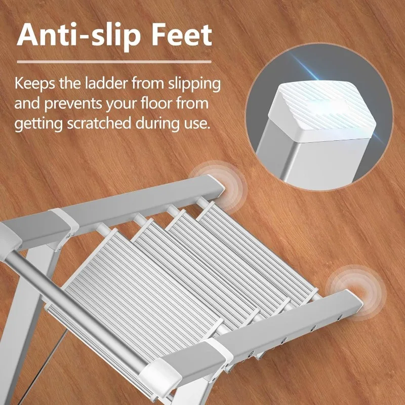 4 Step Ladder Folding Step Stool Stepladders with Anti-Slip and Wide Pedal for Home and Kitchen Use Space Saving