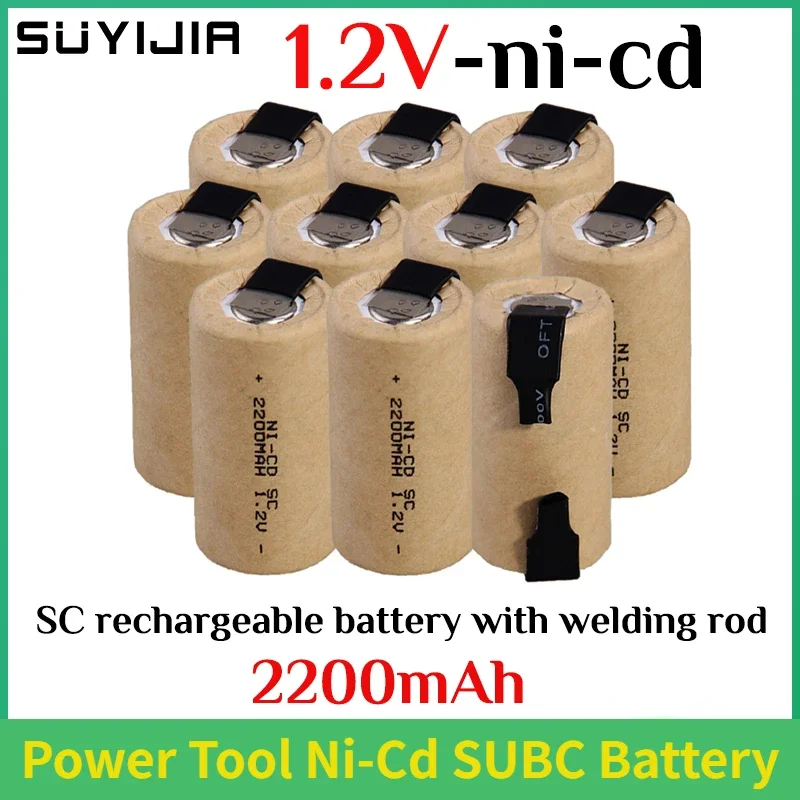 1-30pcs New Screwdriver Drill SC 1.2V 2200mah Battery SubC Ni-Cd Rechargeable Battery with Label Power Tool Ni-Cd SUBC Battery