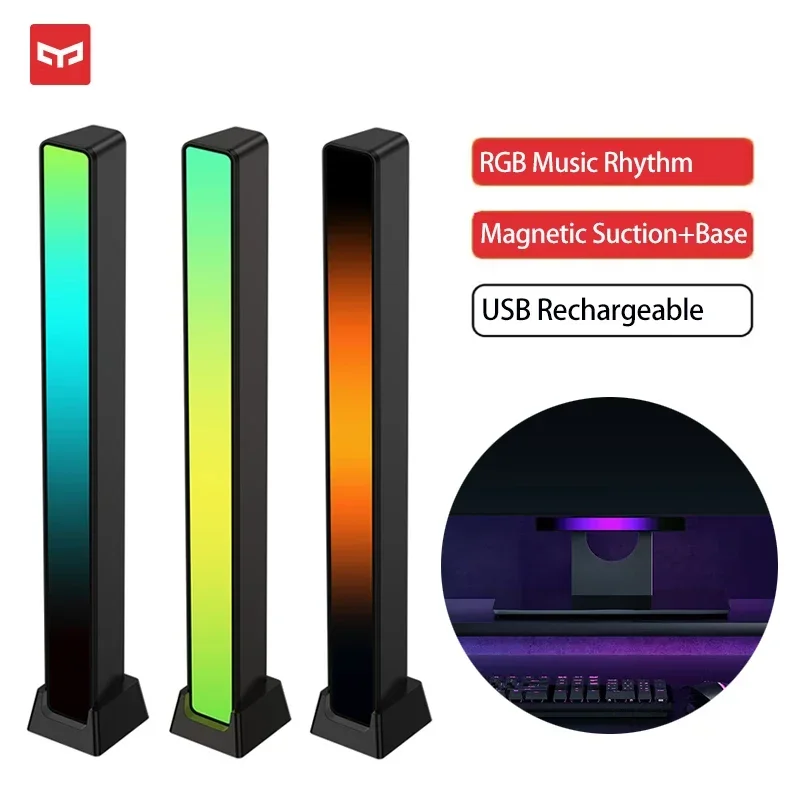 

Новый Yeelight RGB музыкальное управление звуком светодиодный светильник USB зарядное устройство магнитный звукосниматель ритм окружающая лампа ПК настольный декор свет