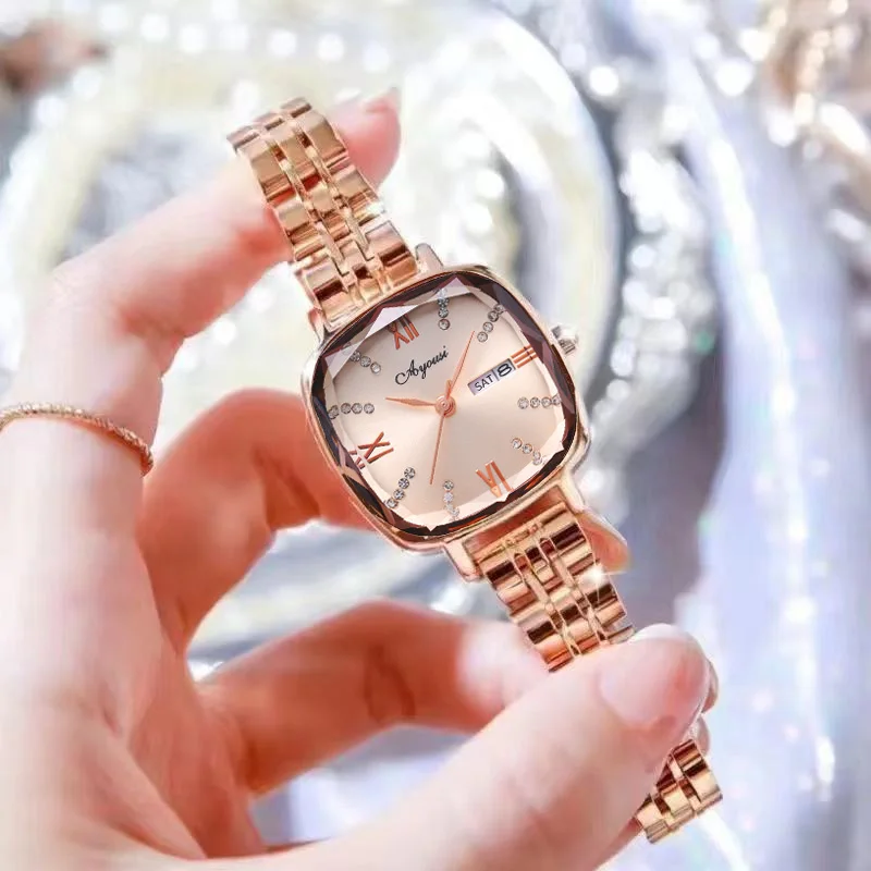 Niche INS นาฬิกาที่ขายดีที่สุดดูแฟชั่นของผู้หญิงสไตล์ต่างประเทศที่เรียบง่ายเยาวชนเทพธิดาเล็ก