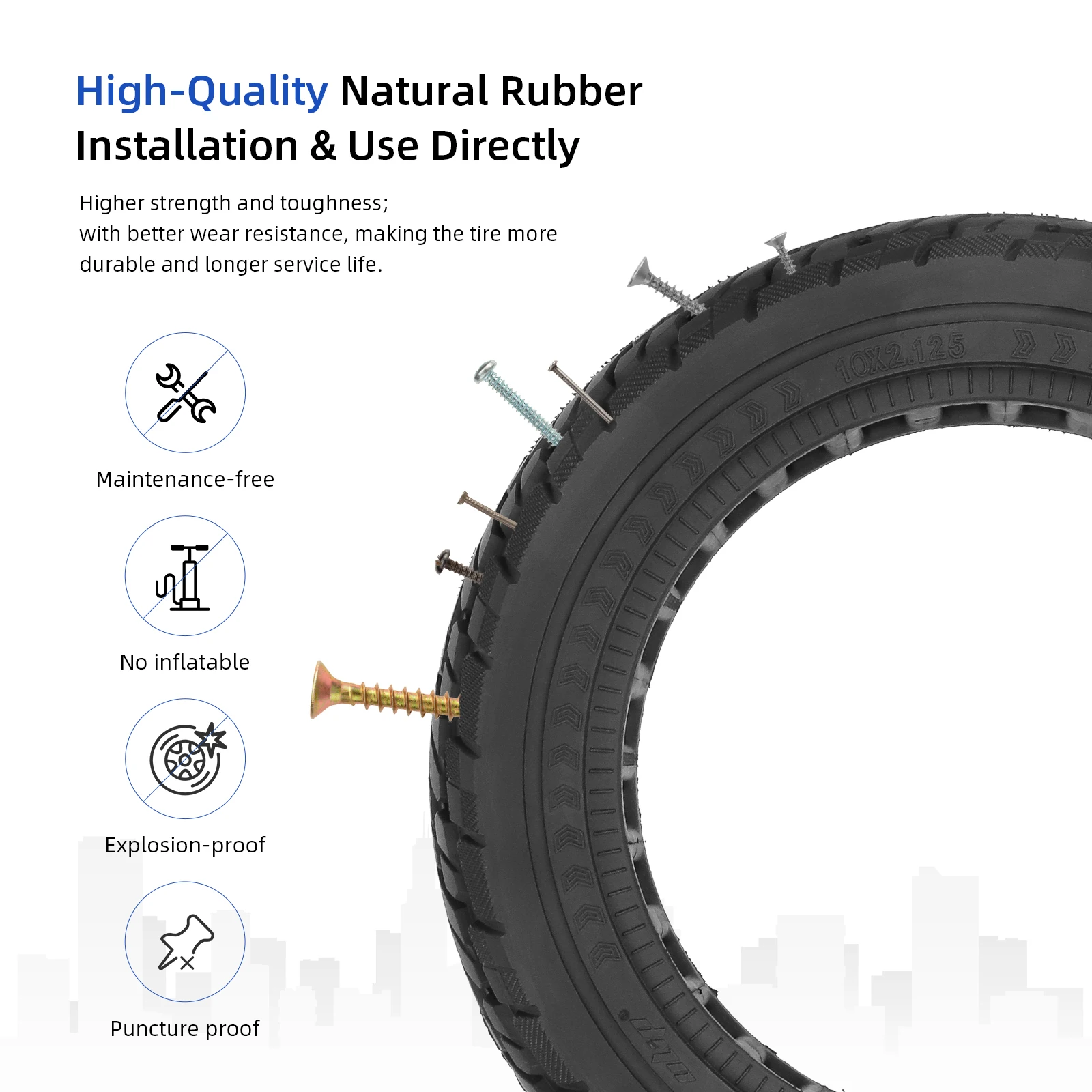 ULIP 10x2.125 Stab-proof Solid Tubeless Tyre 250x54 For Xiaomi 4 with Ninebot F20 F30 E-Scooter 10*2.125-6.6 tire 55/80-6.6 tyre