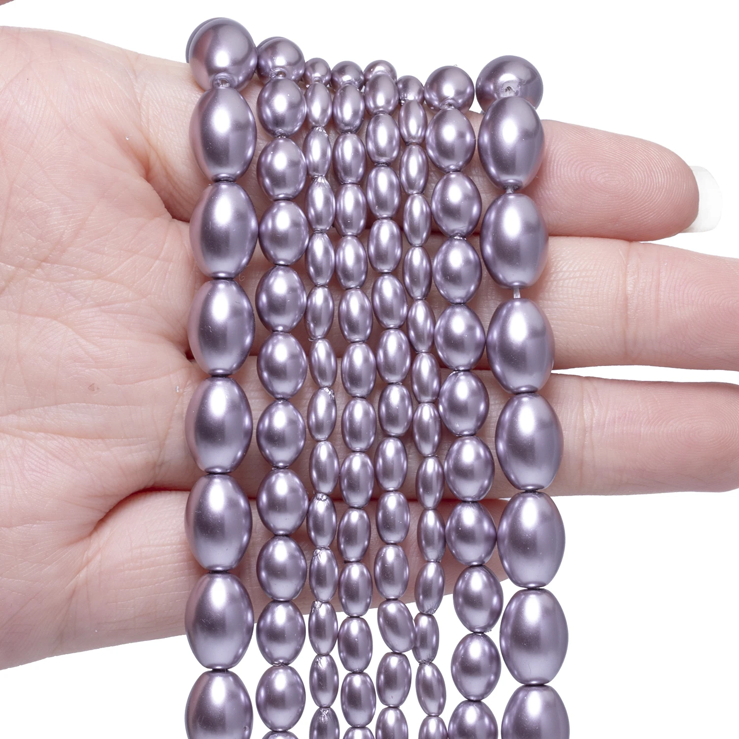 Vier Größen Reisförmige Mehrfarbige Glas-Imitationsperlen für Schmuckherstellung Handgefertigte DIY Armband Halskette Zubehör – Detail 6
