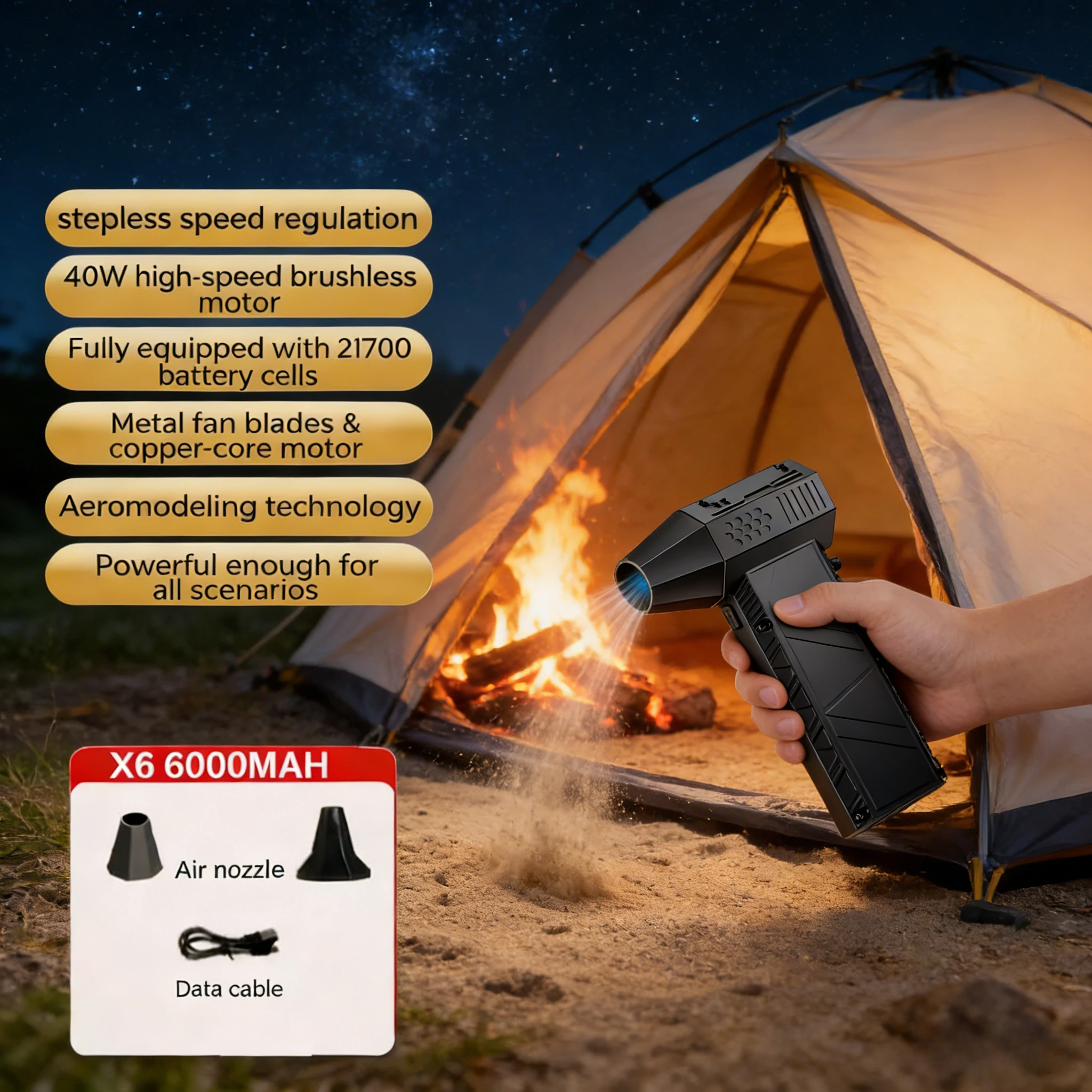 

Powerful X6 Turbo Jet Blower 800000RPM Brushless Motor 53m/s Wind Speed Vacuum Dust Cleaner Type-C Charging