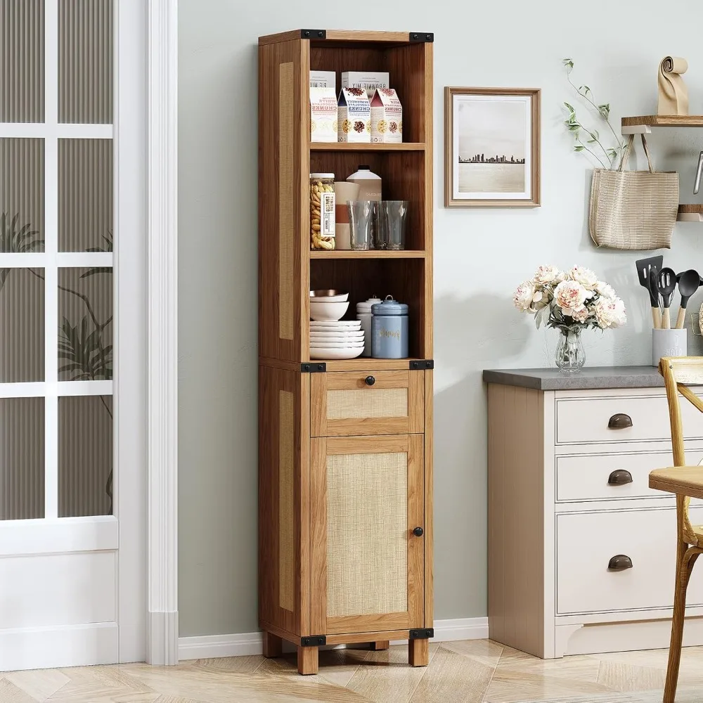 

Высокий узкий шкаф для хранения в ванной комнате, тонкие напольные шкафы с ящиками и дверцами, регулируемые полки и Freestandi