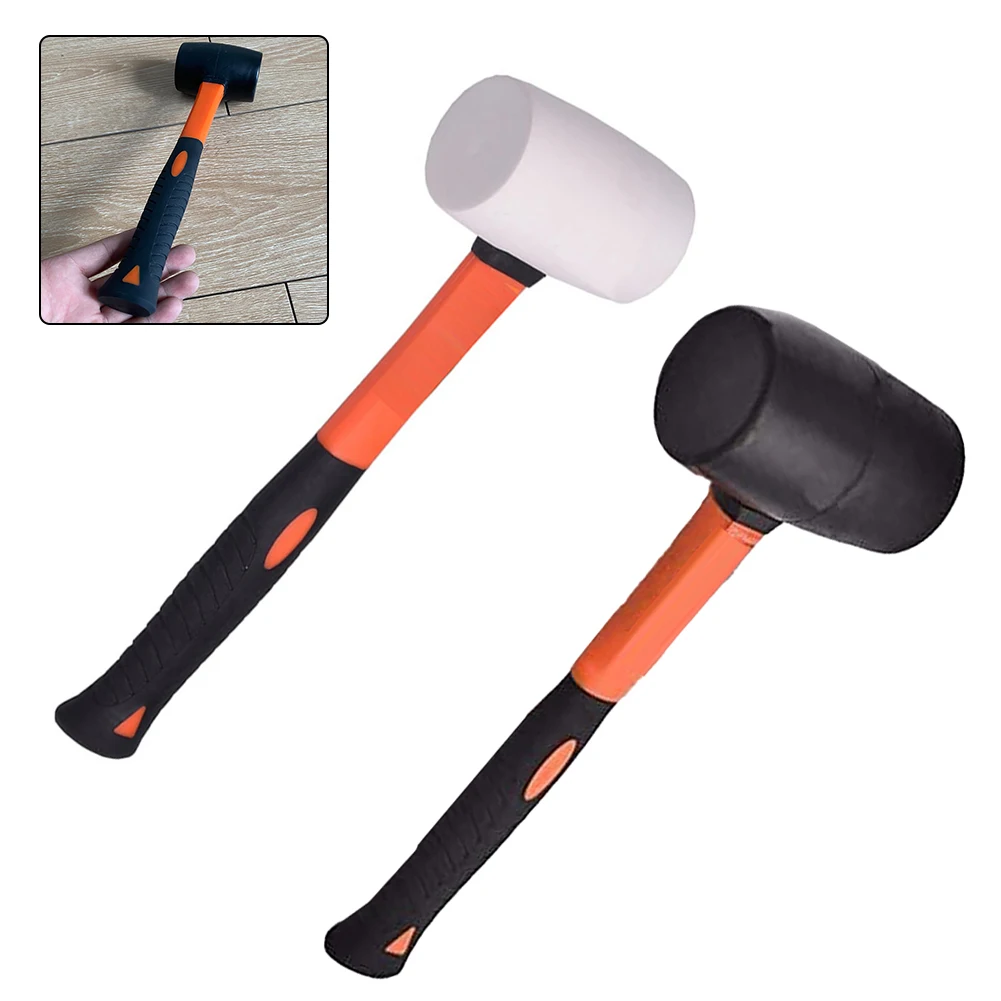 Mallet Hammer Fiberglass Handle Double Face Tap Hammer Multifunctional Rubber Mallet For Flooring Tent Stakes Hand Tools