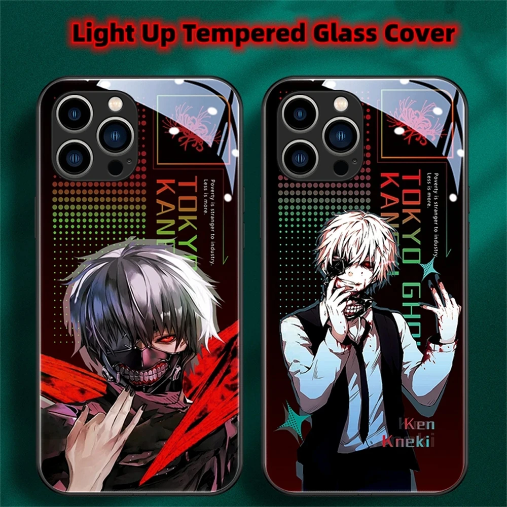 

Anime Tokyo Ghoul LED Back Cover Light Up Shockproof Phone Case For iPhone 16 15 14 13 12 11 Pro Max Mini X XS XR 6 7 8 Plus