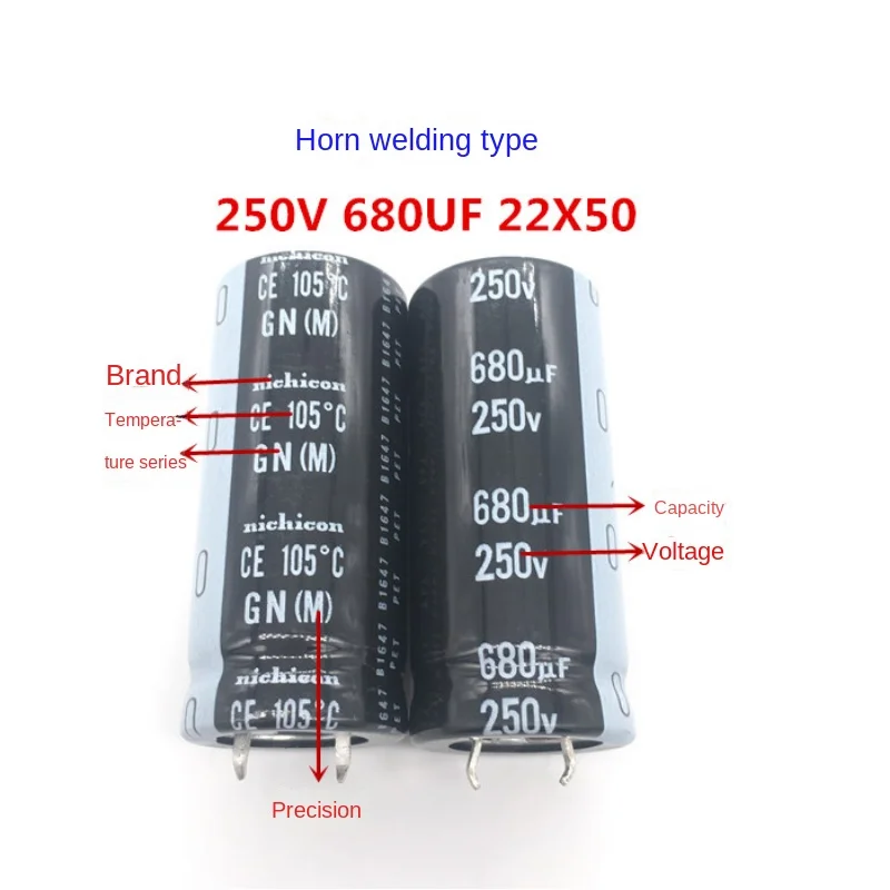 1PCS 250V680UF electrolytic capacitor Nikikon 22X50 GN 105 degrees 680UF 250V 22 * 50