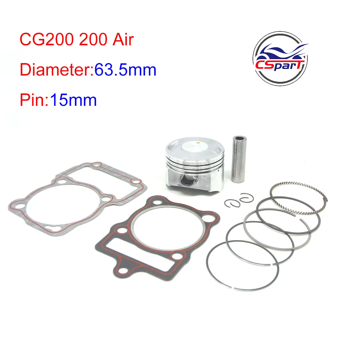 CG200 200CC 63.5MM 15MM Piston Kit For Honda Air Water cooled Shineray ZongShen Lifan Taotao ATV Quad Kaya Pit Bike