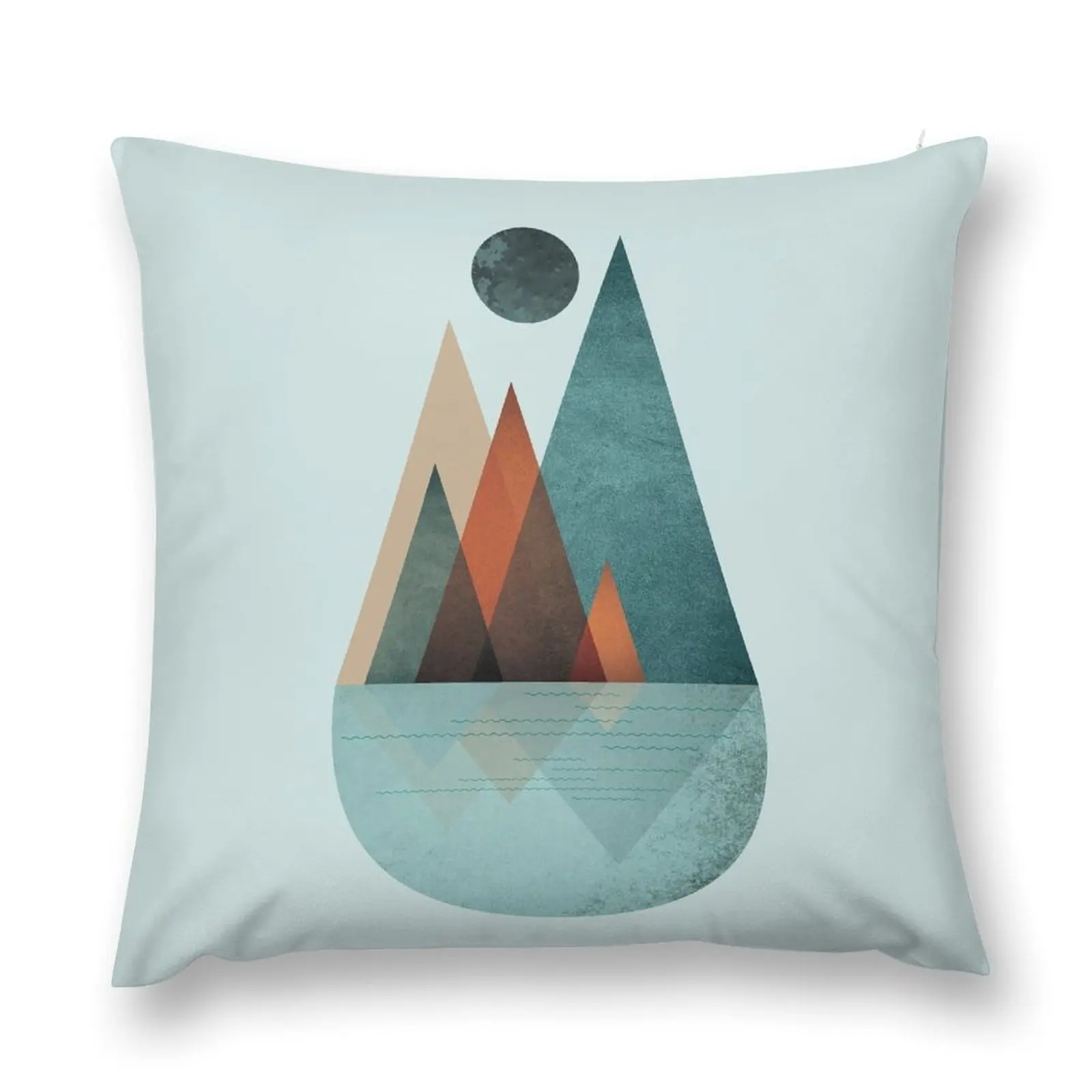 Scandi Mountains in Teal and Orange Throw Pillow Sofa Cushion Luxury Pillow Cover pillow