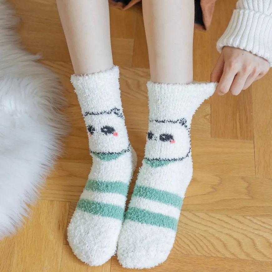 Winter Autumn Plush Socks for Woman Thick Cute Sweet Middle Tube Sock