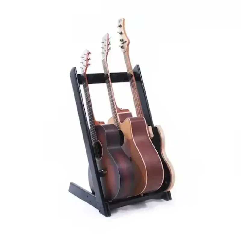 Musical Instrument Store Guitar Storage Holder Stand  3 Way Wooden Guitar Rack and Holder for Guitars and Cases