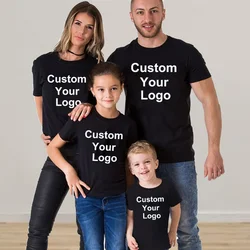 Família tshirt personalizado seu logotipo imprimir família combinando roupas pai filha mãe crianças família conjuntos de roupas camisetas