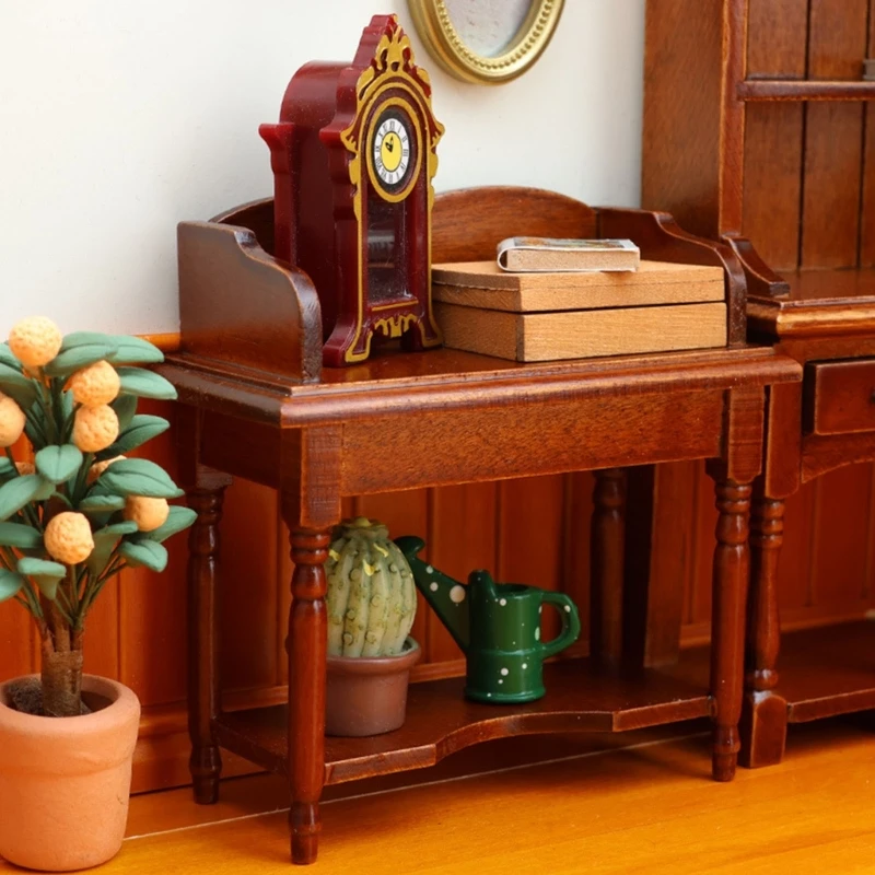 Detailed Wooden Study Table For Dollhouses Decors With Authentic Design Compact Storage 15UB
