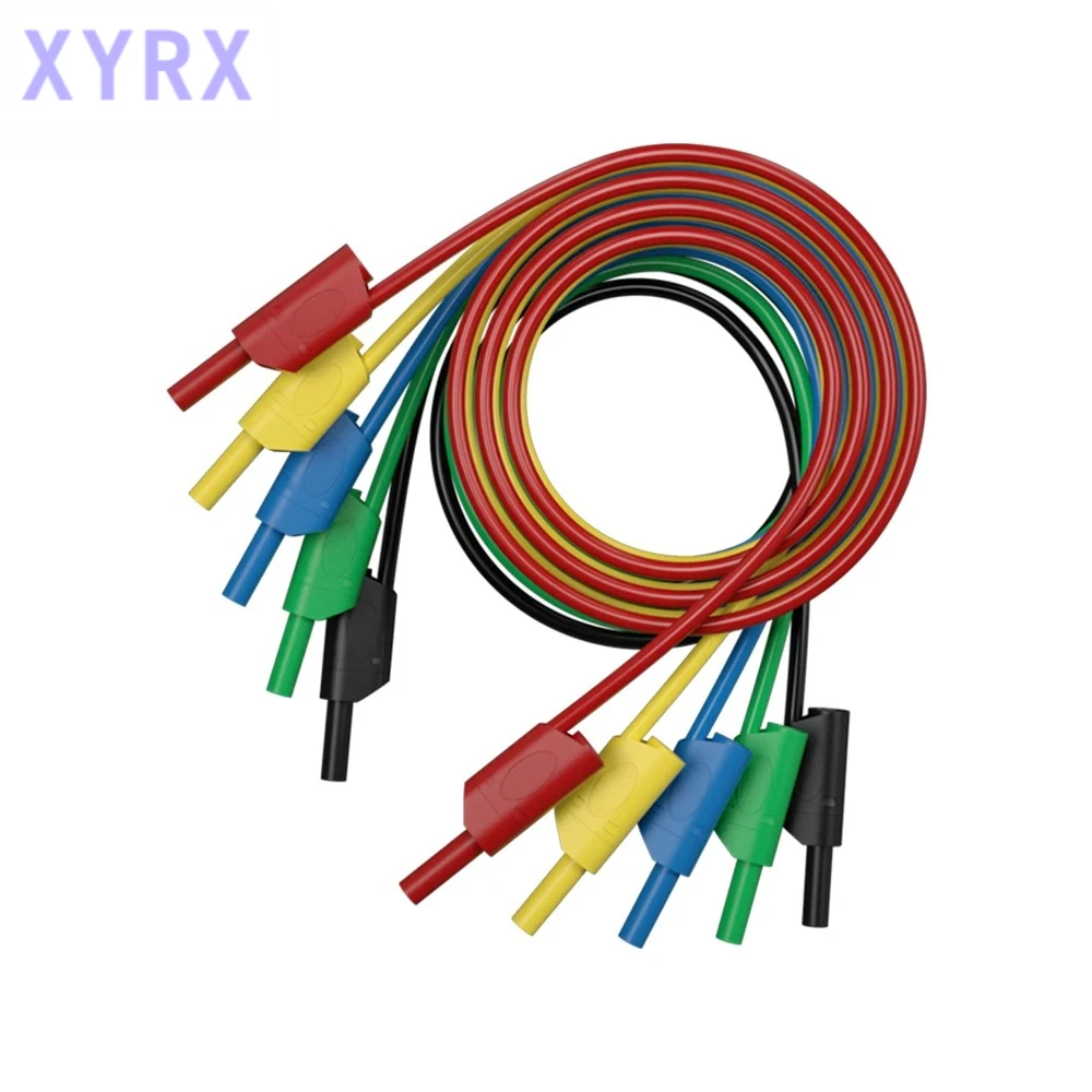 5pcs Multimeter Test Leads Fully Insulated  Dual 4mm Safety Banana Plug Stackable Copper Measuring Cable Wire Line J.70016
