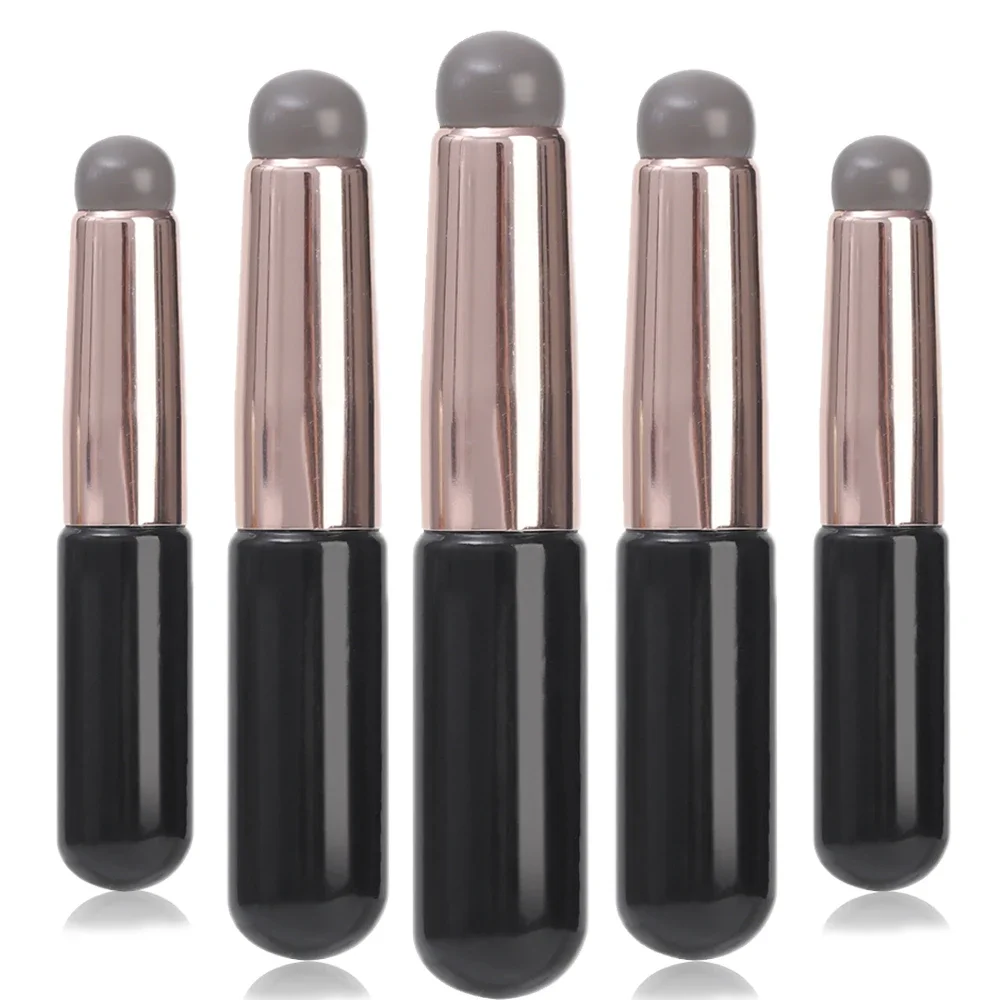 Escova de maquiagem labial de silicone com tampa, multifuncional, cabeça macia e redonda, pincéis corretivos, bálsamo labial, batom, atualização, 4 peças