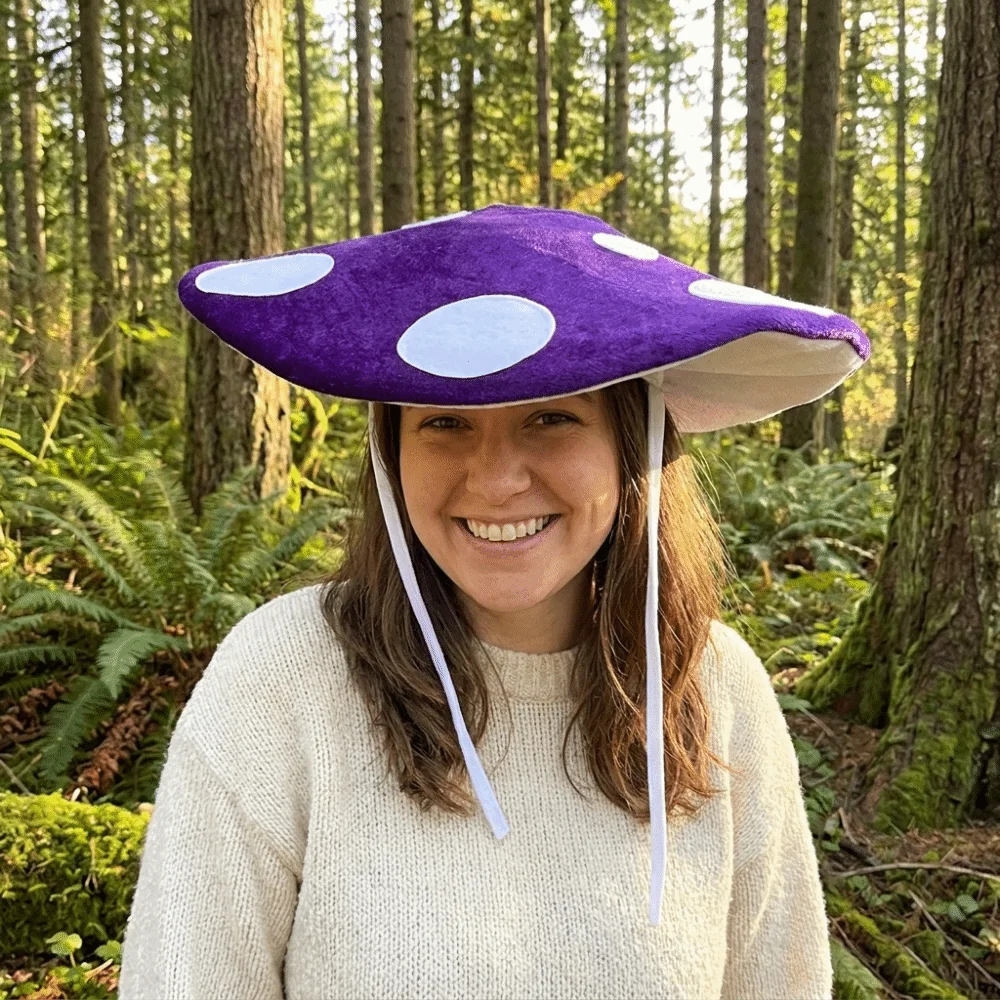 Picture 3: Cute Oversized Mushroom Hat Polka Dot Drawstring Cap Costume Headpiece Polyester Soft Velvet Fungus Beret Cap Girls