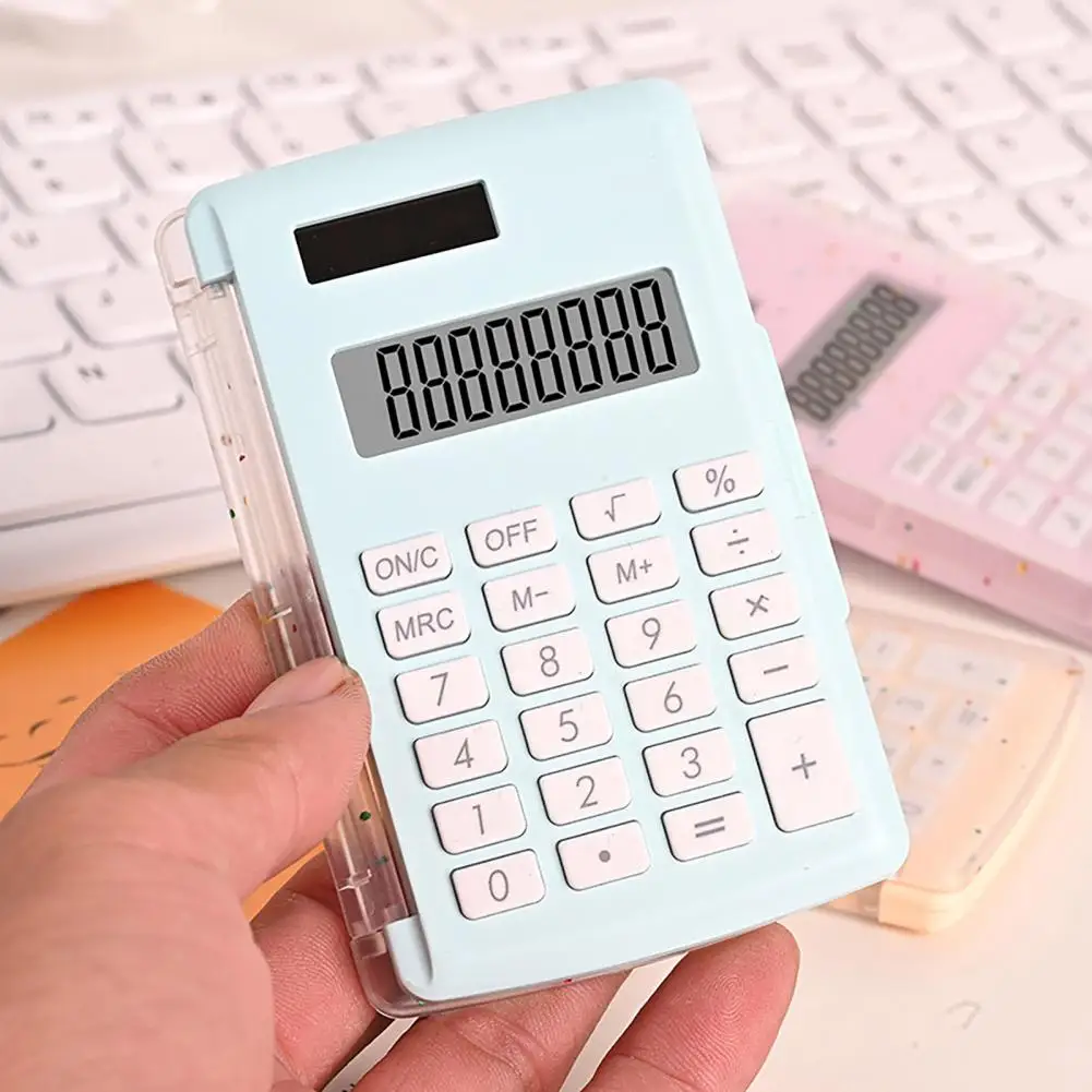 Calculadora de pantalla fácil de usar, calculadora de escritorio operada por batería Solar con pantalla Lcd, suministros de oficina para estudiantes