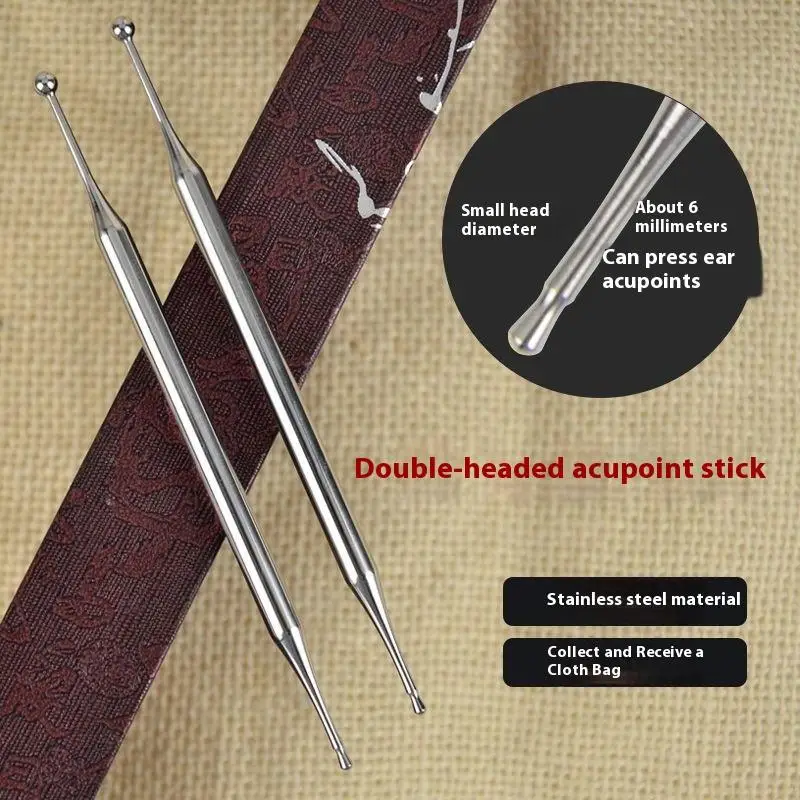 قلم الوخز بالإبر من الفولاذ المقاوم للصدأ/النحاس دليل الجسم الزناد نقطة التحقيق القلم تدليك الأنسجة العميقة ، أدوات ريفليكسولوجية الوجه ذات الرأس المزدوج