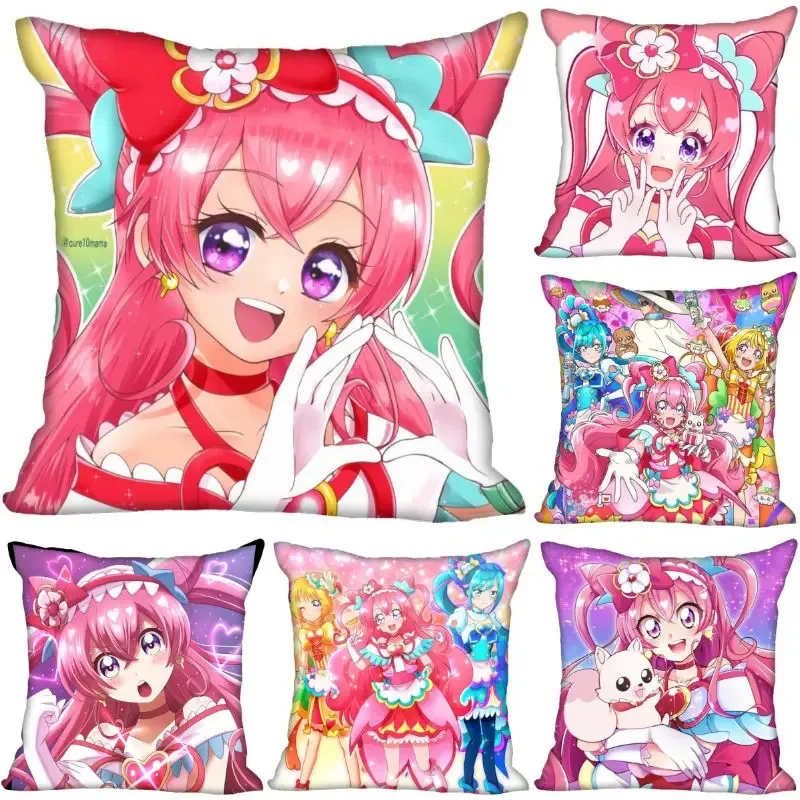 Delicious Party Precure Pillow Cover Bedroom Home Decorative Pillowcase Square Zipper Pillow Cases Fabric Eco-Friendly 0216