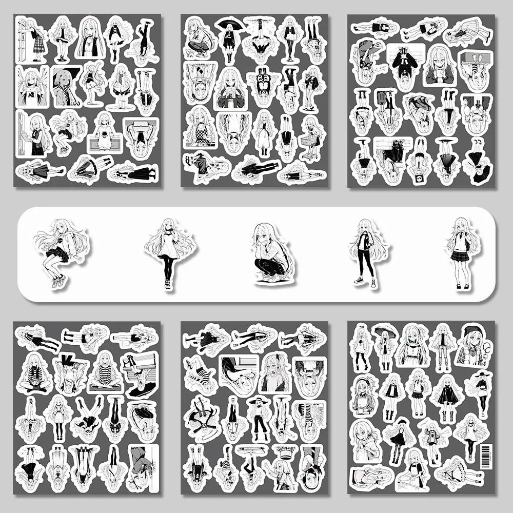 

10/50/100PCS Angels of Death Anime Cute Ray Black and White Creative Decorative Graffiti Stickers DIY Scrapbook Desk Phone Case