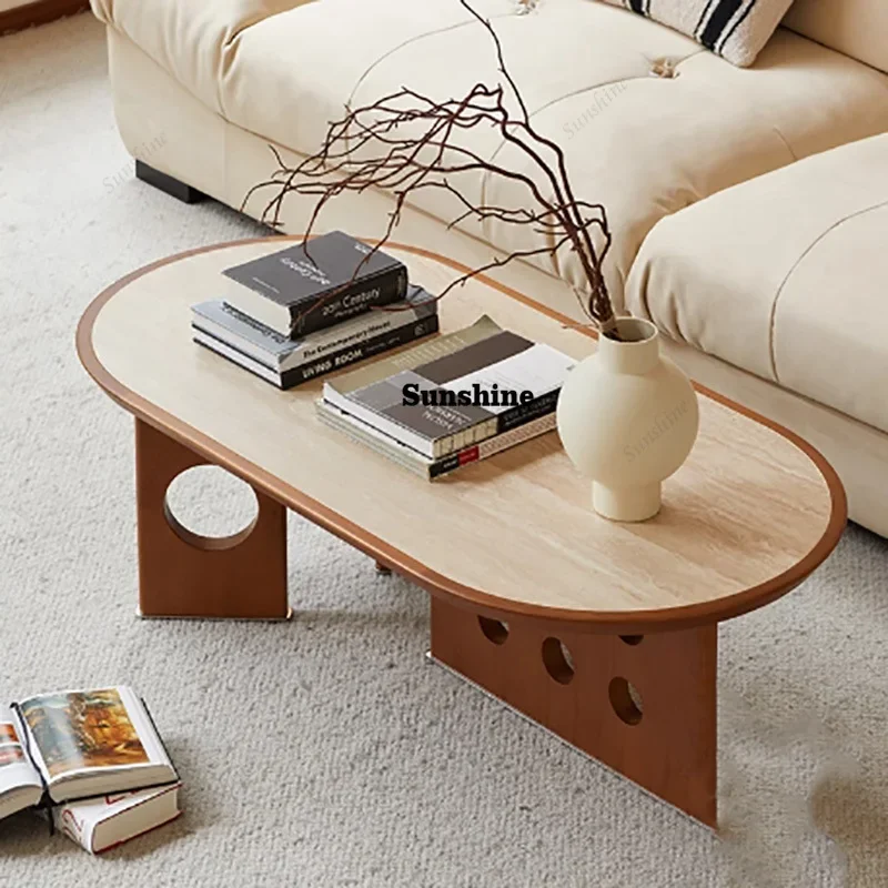 

Elegant Classic Coffee Table Vintage Oval Japanese Style Simple Coffee Table Nordic MinimalistCoffee Table Home FurnitureTJ