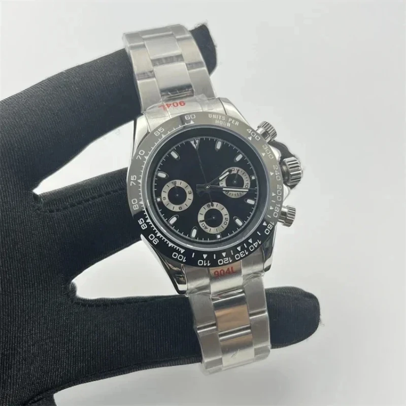 VK63 นาฬิกามัลติฟังก์ชั่น Chronometer PANDA Di สีเขียวทอง Di Bing Blue Di QUARTZ Chronometer นาฬิกาขนาด 40 มม.สีเขียวส่องสว่าง DIY