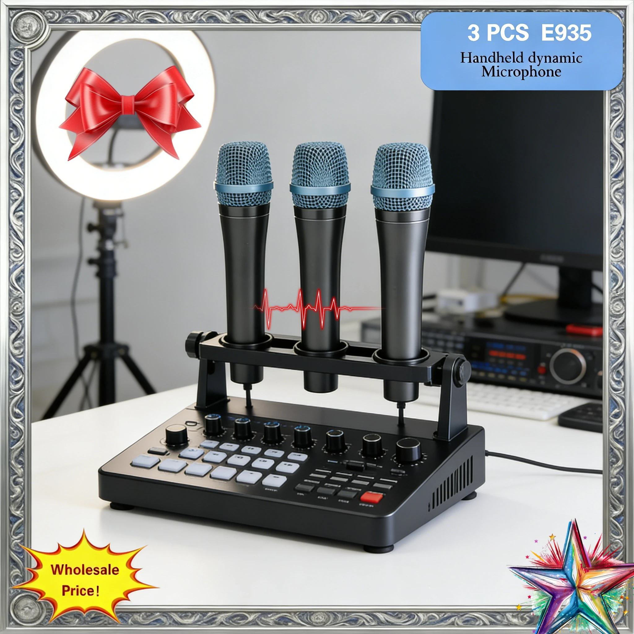 

Новинка! Набор из 3 динамических микрофонов серии Evolution 900 E935 для живых выступлений, караоке и аудиоконференций, портативные, для пения.