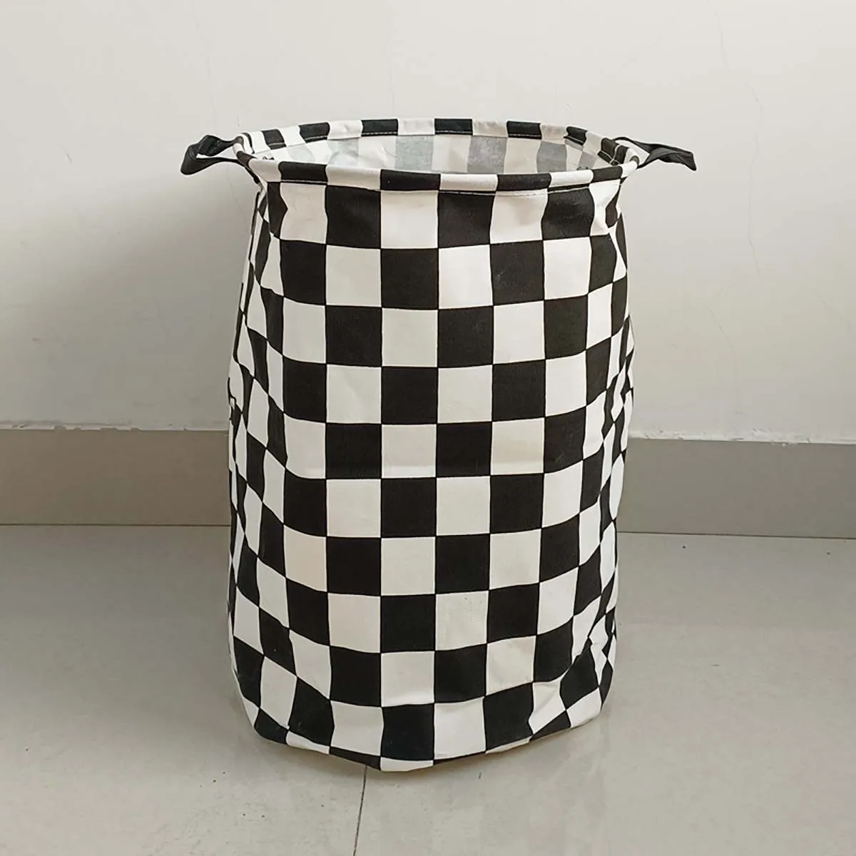 Moderne geruite canvas opbergmand 16,64 gallon - open wasmand met grote capaciteit voor kinderkamerdecoratie, slaapkamerspeelgoed en cadeau O