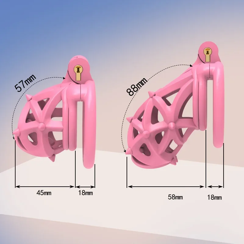 24 Nieuwe Roze Mannelijke Kuisheidssteun Met Tweekoppige Zachte Spikes Ademend Cb-Slot Lichtgewicht Cockenkooi Bdsm Volwassen Spelen 18