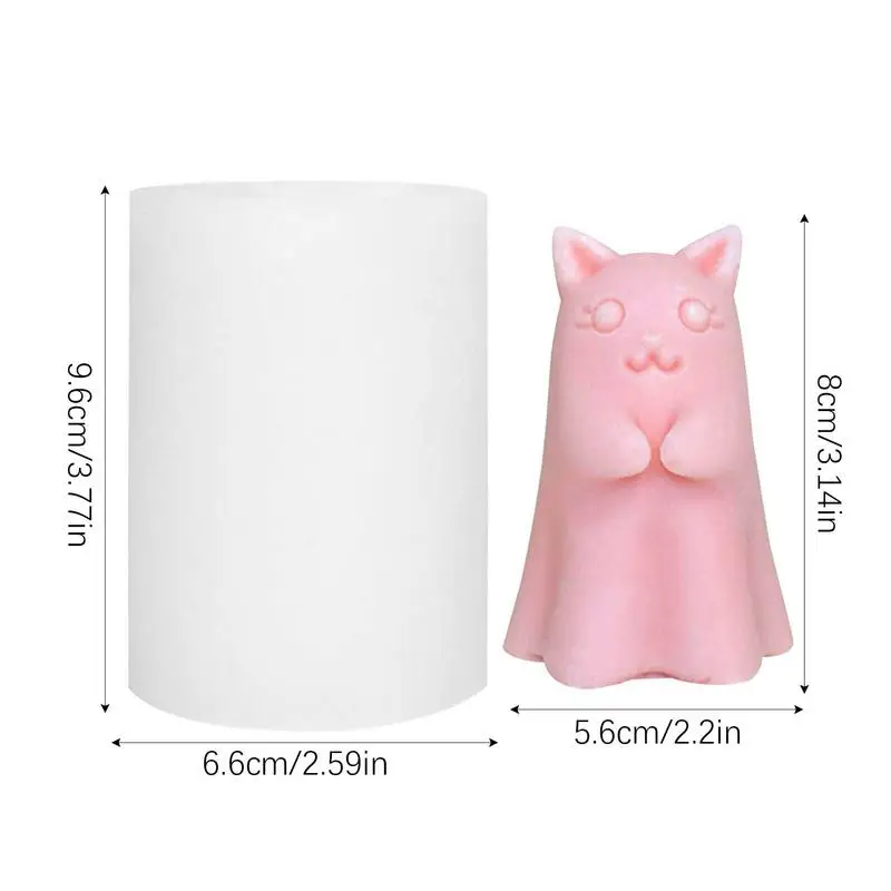 Molde de silicona con forma de vela fantasma para gatito, molde de gato de Halloween, diseño de gato fantasma, fabricación de velas hecha a mano, molde de Animal 3D para decoración del hogar