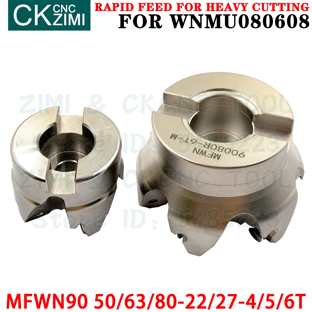 MFWN90 50-22-4T 63-22-5T 80-27-6T Right angle milling cutter fast feed face milling cutter Indexable tools for WNMU080608 insert