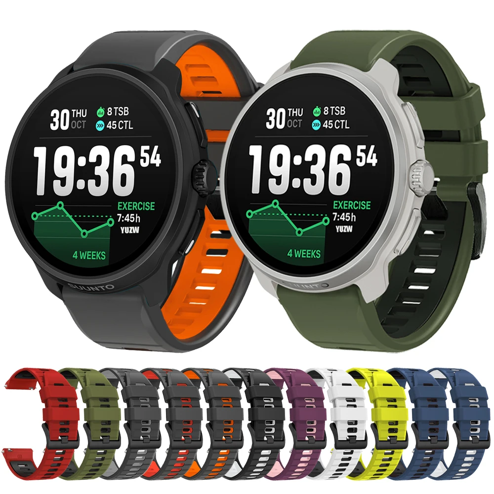 Zweifarbiges Silikonarmband für SUUNTO RACE 2/RACE S Uhrenarmband für SUUNTO Run/VERTICAL/Ocean/3 5 9 PEAK Pro 20 22 mm Armbandgürtel